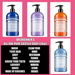 Dr Bronner's Liquid Castile Soap Made with Essential Oils 4 Scents 24oz each